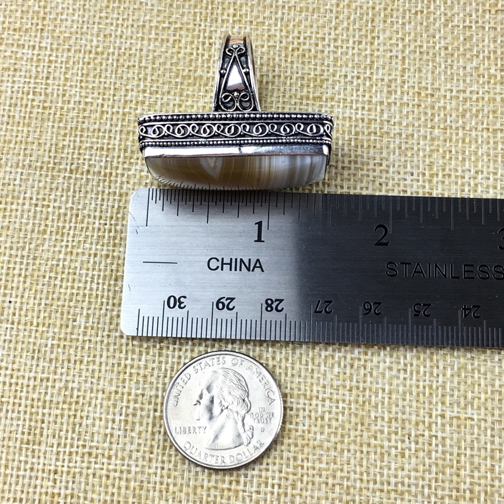 Botswana Agate Stone Statement Ring Size 10 - image 4